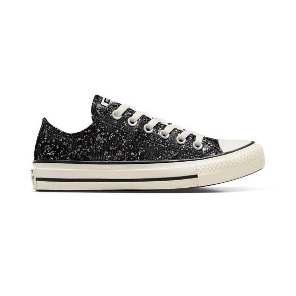 Converse Chuck Taylor All Star OX Low Top Black Glitter Sparkle Women's Size 6 - Picture 2 of 9